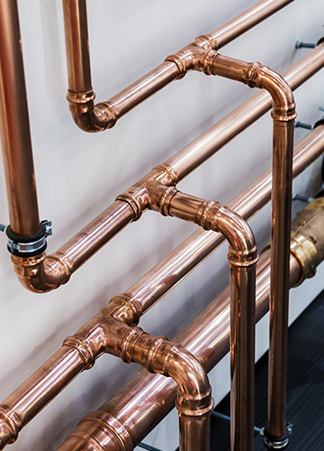 Copper plumbing pipes.